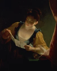 Jeune femme lisant une lettre